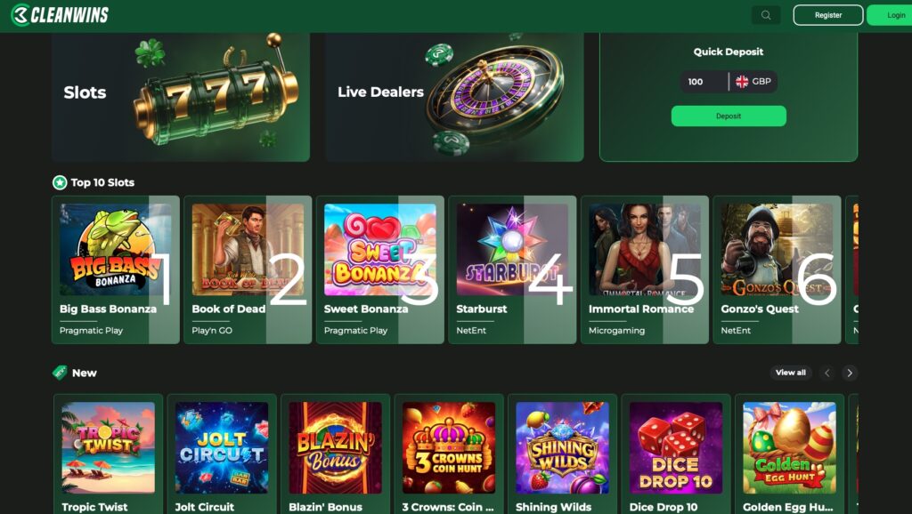 huge game library at leading credit card casino
